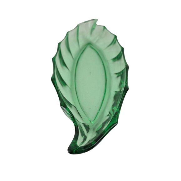 Vintage Heisey Dish Moongleam Twist Green Leaf-Shaped Celery Relish Candy - Picture 1 of 10